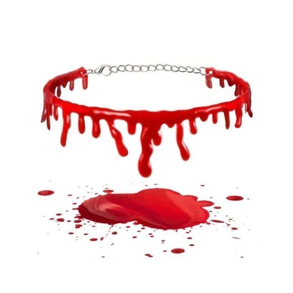 🩸 Halloween Vampire Costume Cosplay Dripping Blood Choker Necklace NEW - Picture 10 of 13